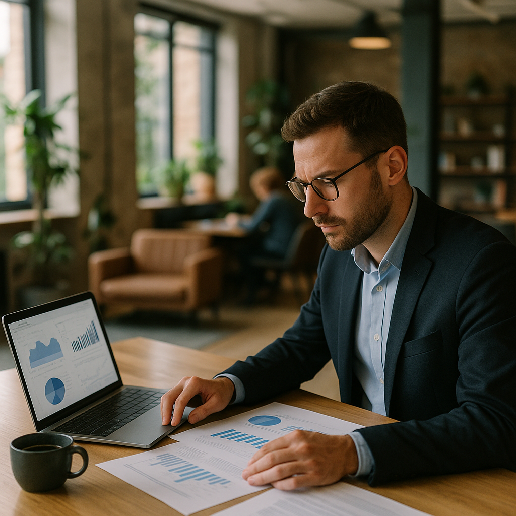 Entrepreneur reviewing finances and planning habits that build wealth and influence