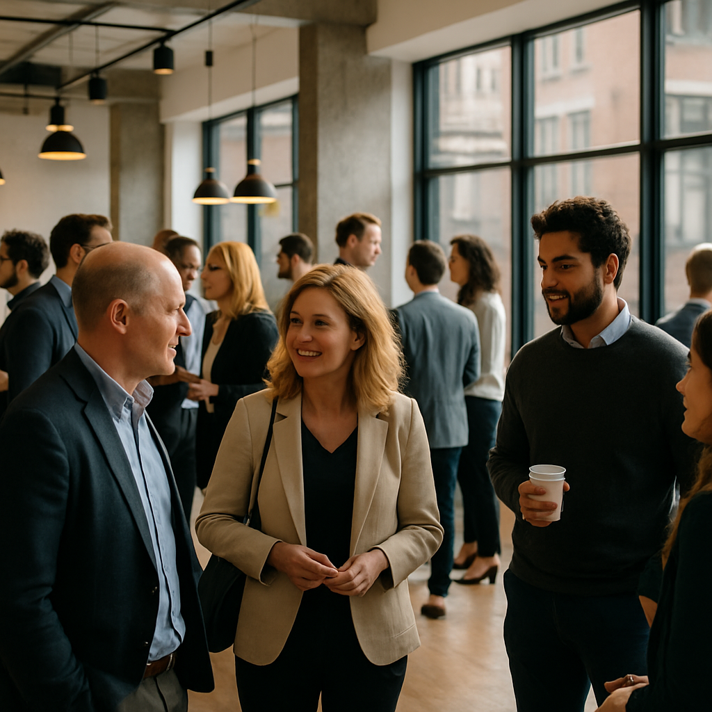 Networking event where professionals are building relationships and habits that build wealth and influence