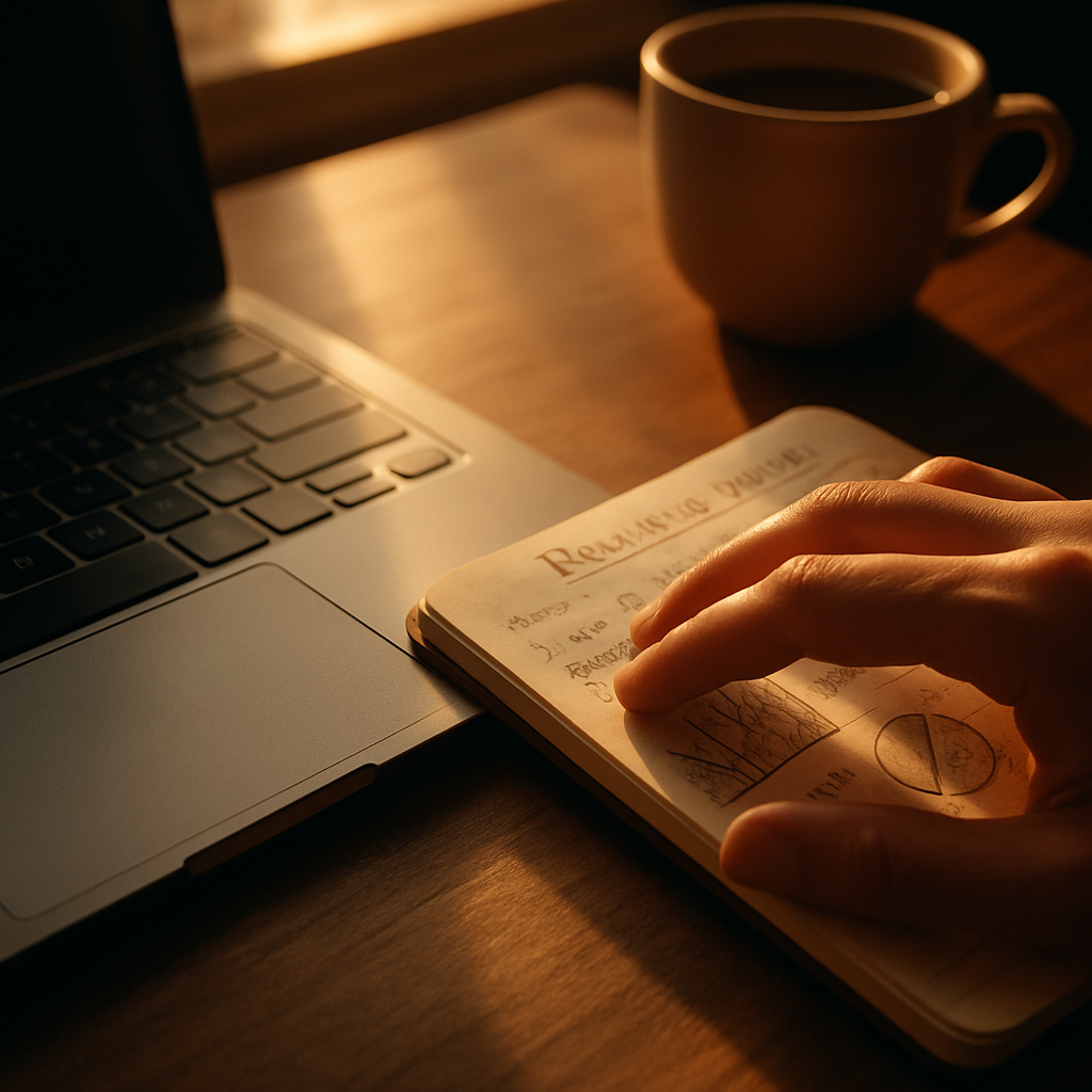 Detailed close-up of planning process for building multiple income streams digital tools