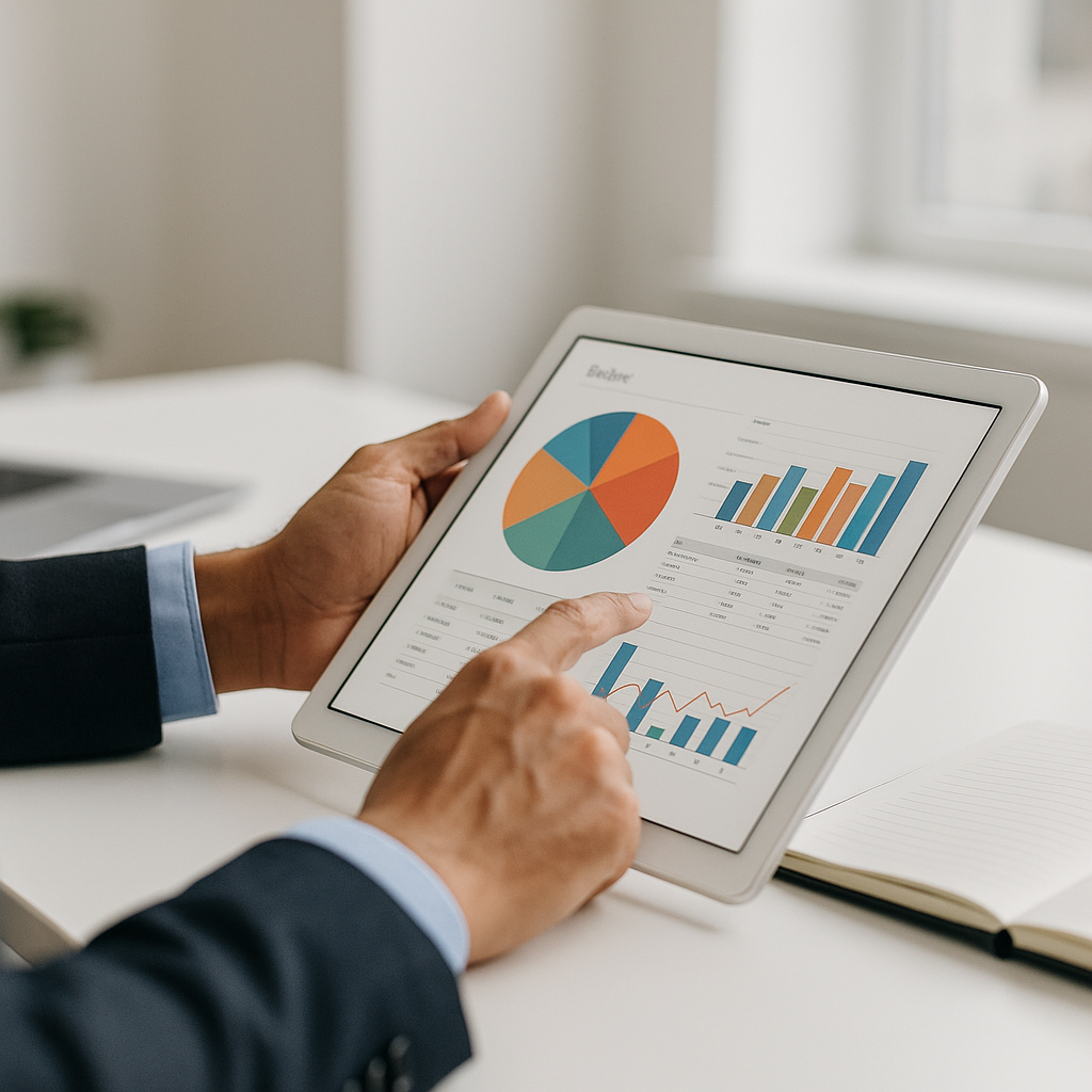 Business professional analysing budget categories as part of a zero-based budgeting process
