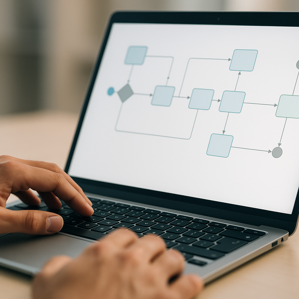 Close-up view of a business process automation cost reduction tool on a laptop screen