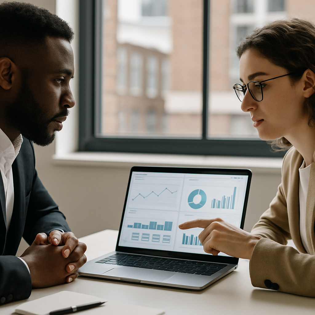Business professionals analysing platform dependency data relevant to DMCC Act implications for UK businesses