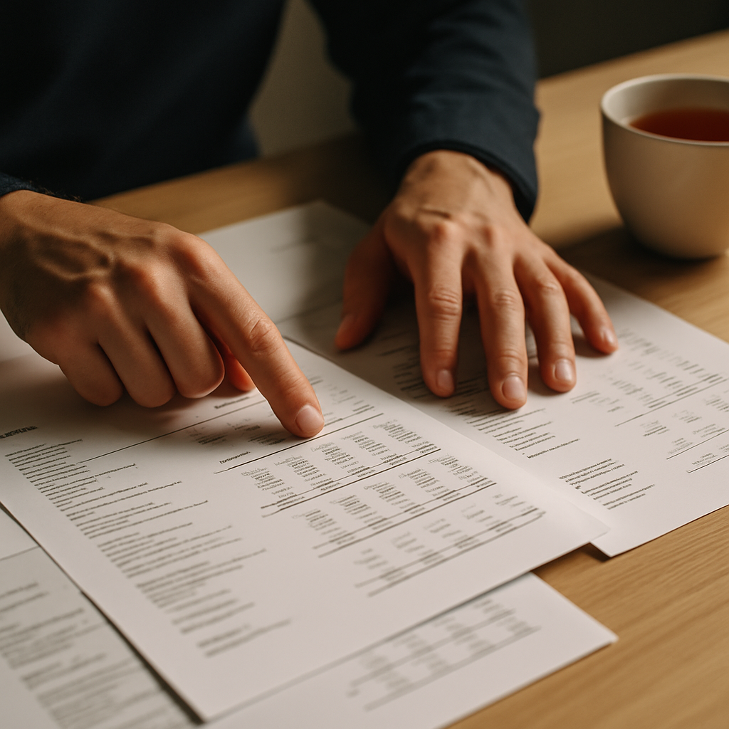 Close-up of UK company accounts being analysed as part of understanding how to read Companies House filings UK